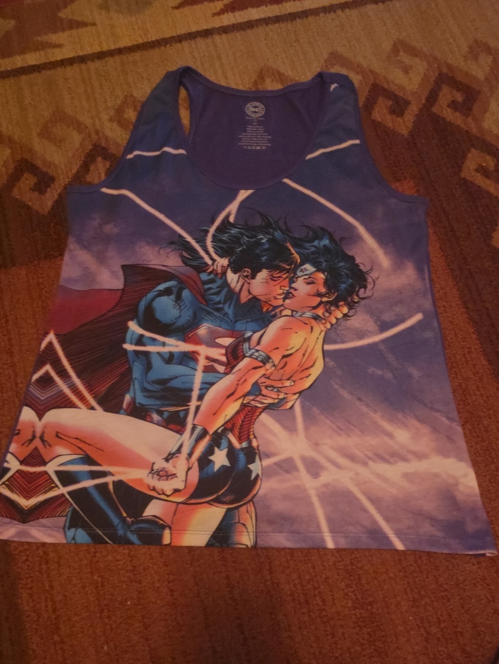 DC Comics Purple Superhero Graphic Tank Top featuring Superman & Wonder Woman